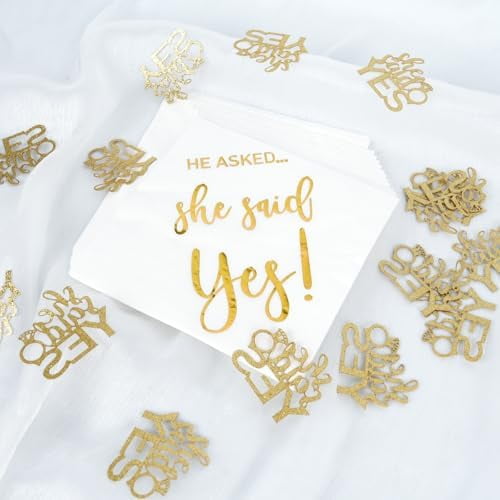 "She Said Yes" Personalized Wedding Cake Topper - Mirror Gold Acrylic, Bride & Groom Engagement Decor