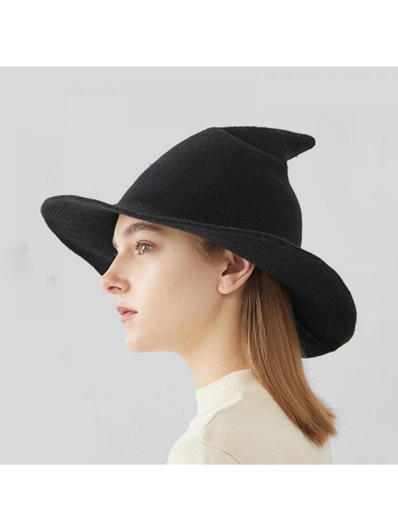 1pc Halloween Witch Hat Wome Wool Knit Hat Halloween Party Cosplay Warm Hat