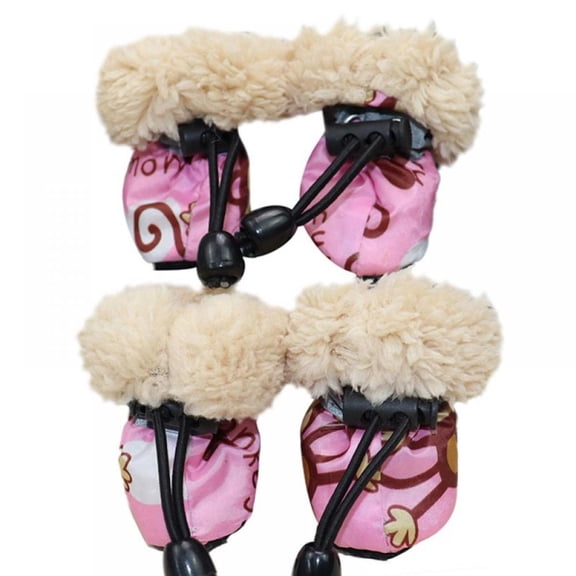 Saient 4 Pack/set Pet Winter Rain Boots With Fleece Liner Cartoon Waterproof Anti Slip Shoes For Dogs