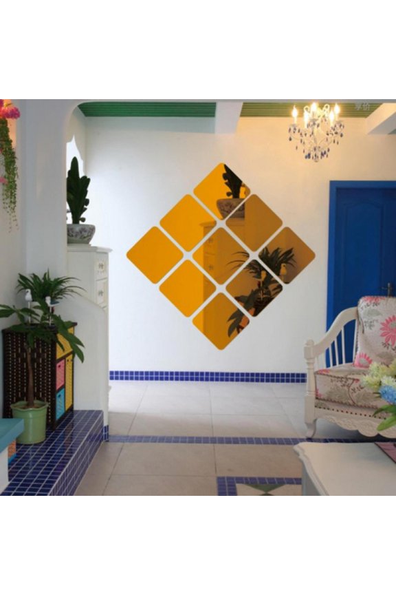 6pcs Square Mirror Tile Wall Stickers 3D Decal Mosaic Home Room Decoration For Living Room Porch