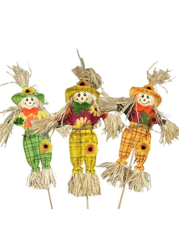 Halloween Scarecrow Decoration - Small Fall Harvest Scarecrow Fall Harvest Standing Scarecrow Decor for Autumn, Halloween, Garden, Yard Decoration