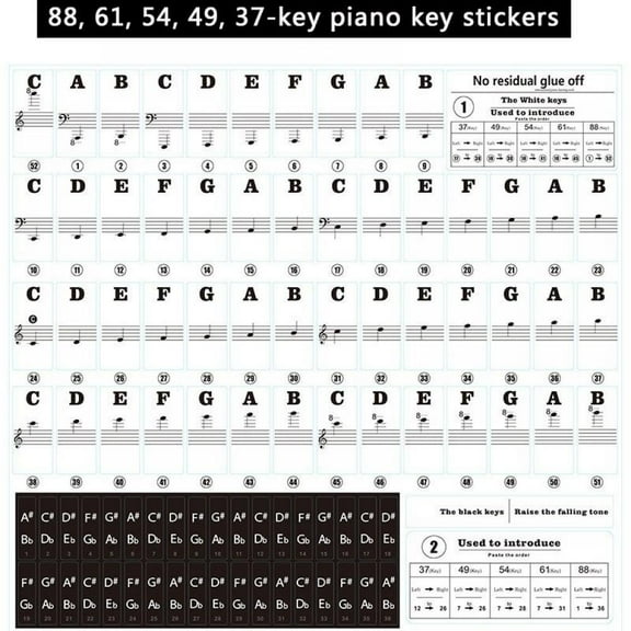 Saient Piano Sticker Transparent Piano Keyboard Sticker for 54/61/88 Keyboard