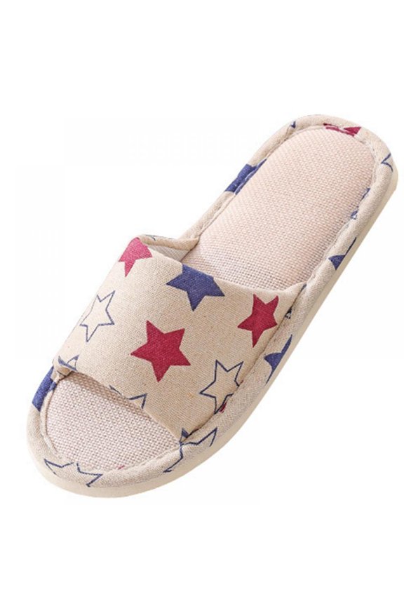 Women Home Slippers Indoor Floor Soft Couple Linen Slipper Lightweight Unisex Bedroom Shoes