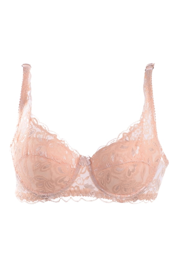 Women Underwear Brand Lace Minimizer Padded Lace Sheer Push Up Bra 3/4 Cup