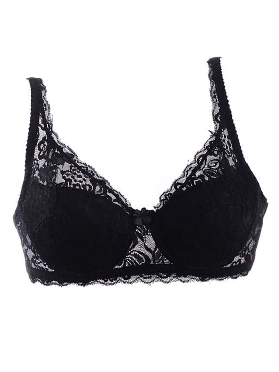 Women Underwear Brand Lace Minimizer Padded Lace Sheer Push Up Bra 3/4 Cup