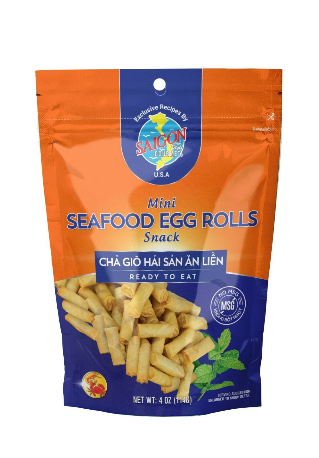Saigon Mini Seafood Egg Roll Snacks Ready to EatCHA GIO AN LIEN 114G