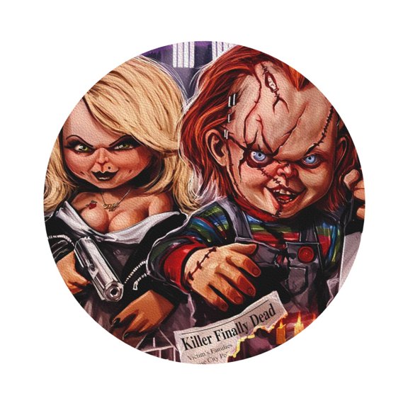 Saiise 4 Pcs Leather Coasters for Drinks Coaster Sets Drink Table Cup Coasters for Living Room Kitchen Coffee Decor,Chucky