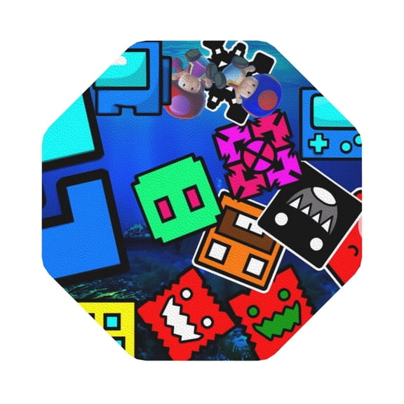 Saiise 4 Pcs Leather Coasters for Drinks Coaster Sets Drink Table Cup Coasters for Living Room Kitchen Coffee Decor,Geometry Dash