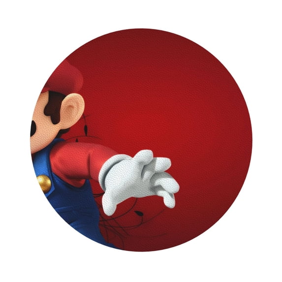 Saiise 4 Pcs Leather Coasters for Drinks Coaster Sets Drink Table Cup Coasters for Living Room Kitchen Coffee Decor,Mario