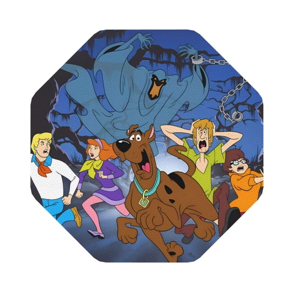 Saiise 4 Pcs Leather Coasters for Drinks Coaster Sets Drink Table Cup Coasters for Living Room Kitchen Coffee Decor,Scooby-Doo