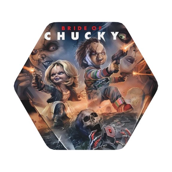 Saiise 6 Pcs Leather Coasters for Drinks Coaster Sets Drink Table Cup Coasters for Living Room Kitchen Coffee Decor,Chucky