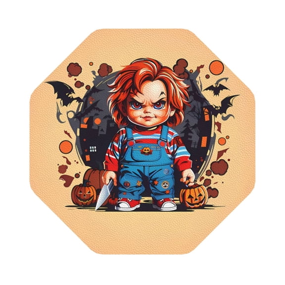 Saiise 6 Pcs Leather Coasters for Drinks Coaster Sets Drink Table Cup Coasters for Living Room Kitchen Coffee Decor,Chucky