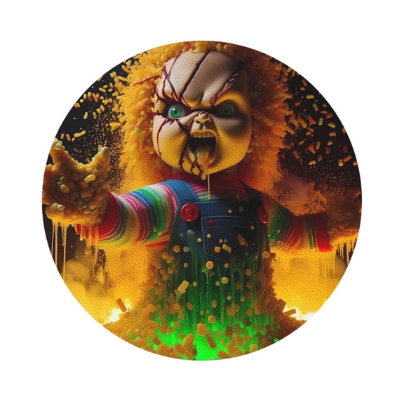 Saiise 6 Pcs Leather Coasters for Drinks Coaster Sets Drink Table Cup Coasters for Living Room Kitchen Coffee Decor,Chucky