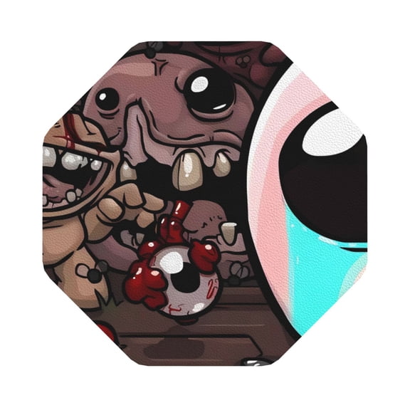 Saiise 6 Pcs Leather Coasters for Drinks Coaster Sets Drink Table Cup Coasters for Living Room Kitchen Coffee Decor,The Binding of Isaac