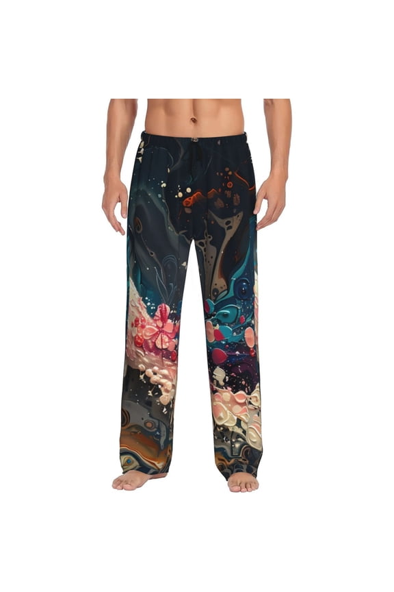 Abstract Peacock Painting Print Mens Pajama Pants for Men,Mens Lounge Pants,Funny Gifts for Men,Men's Pajama Bottoms-Large