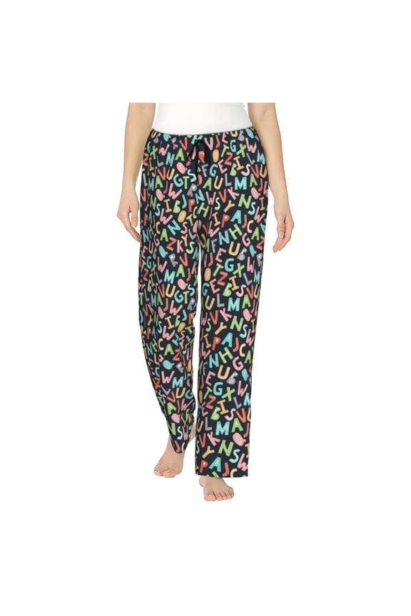Alphabet Womens Pajama Pants Stretch Comfy Lounge Pants Drawstring Sleep Bottoms with Pockets-XX-Large
