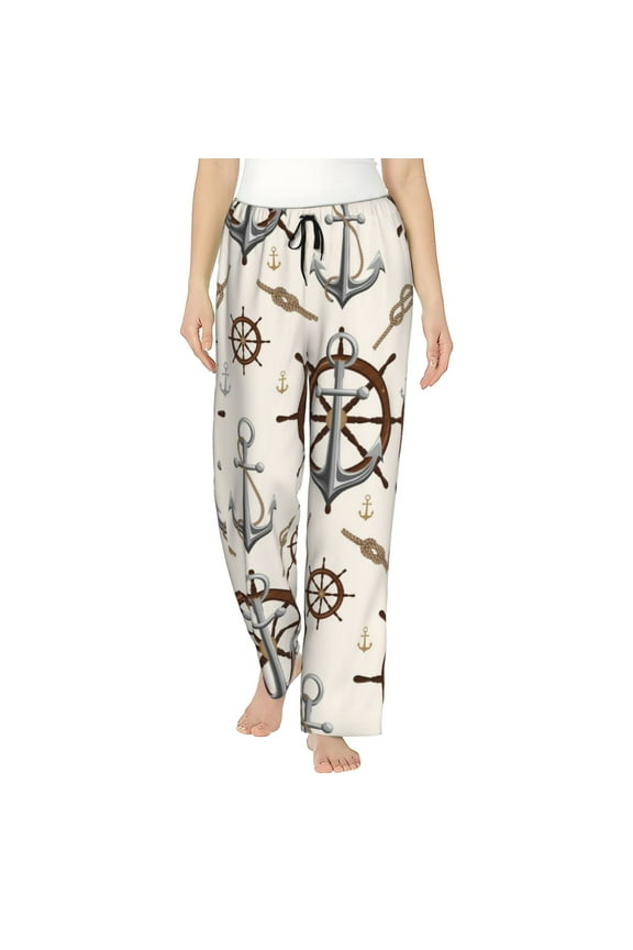 Anchor with Rope Womens Pajama Pants Stretch Comfy Lounge Pants Drawstring Sleep Bottoms with Pockets-
