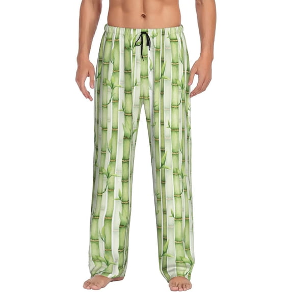 Saiise Bamboo Stems And Leaves Print Mens Pajama Pants for Men,Mens Lounge Pants,Funny Gifts for Men,Men's Pajama Bottoms-XX-Large