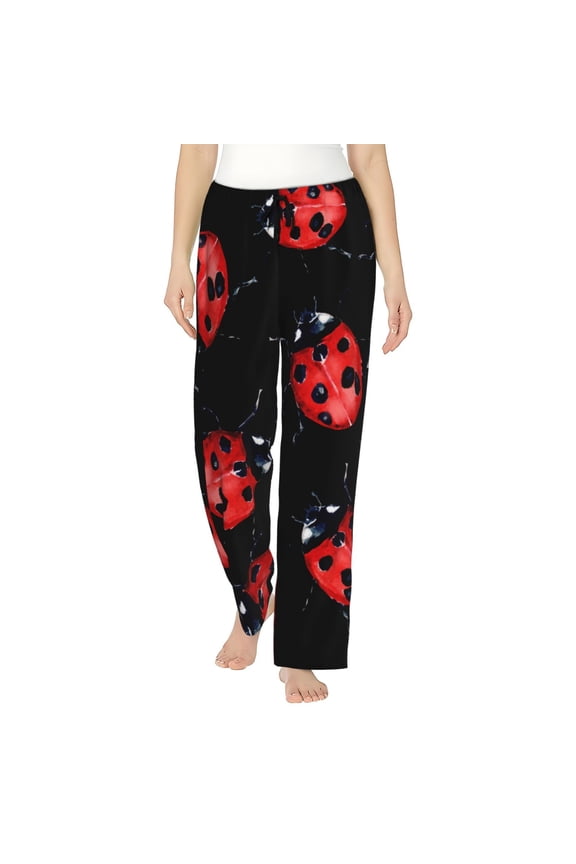 Beautiful Red Ladybug Womens Pajama Pants Stretch Comfy Lounge Pants Drawstring Sleep Bottoms with Pockets-X-Large