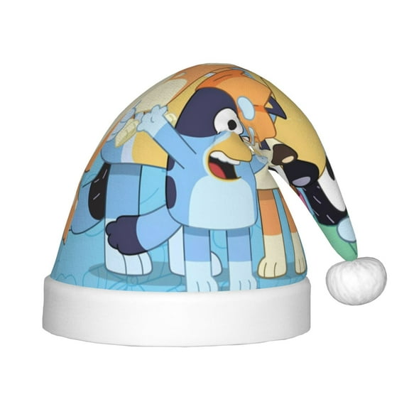 Saiise Bluey Christmas Hat,Santa Hat for Kids & Baby,Xmas Hat,Unisex Velvet Classic Santa Claus Hat for New Year Party