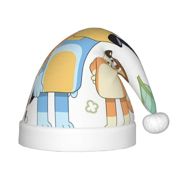 Saiise Bluey Christmas Hat,Santa Hat for Kids & Baby,Xmas Hat,Unisex Velvet Classic Santa Claus Hat for New Year Party