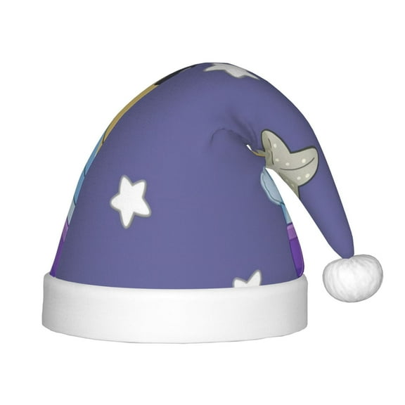 Saiise Bluey Christmas Hat,Santa Hat for Kids & Baby,Xmas Hat,Unisex Velvet Classic Santa Claus Hat for New Year Party