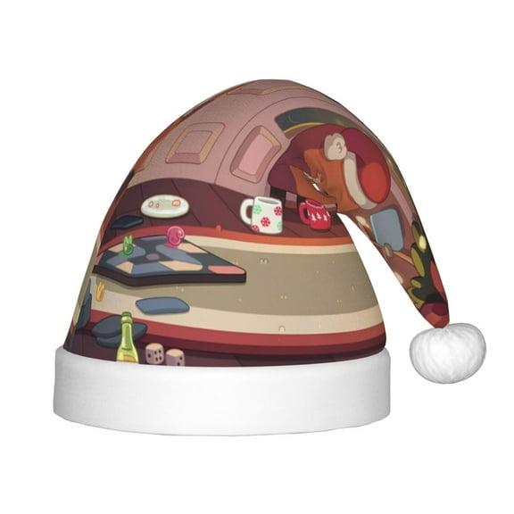 Saiise Bluey Christmas Hat,Santa Hat for Kids & Baby,Xmas Hat,Unisex Velvet Classic Santa Claus Hat for New Year Party