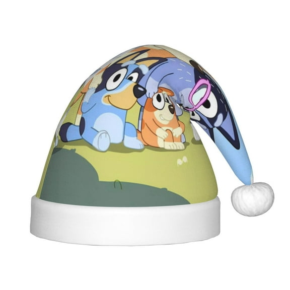 Saiise Bluey Christmas Hat,Santa Hat for Kids & Baby,Xmas Hat,Unisex Velvet Classic Santa Claus Hat for New Year Party