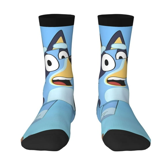 Saiise Bluey Funny Socks Men Women Adults Novelty Graphic Crew Tube Socks Crazy Design Casual Dress Socks for Sports,Running,Travel