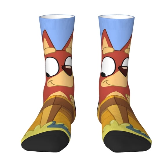 Saiise Bluey Funny Socks Men Women Adults Novelty Graphic Crew Tube Socks Crazy Design Casual Dress Socks for Sports,Running,Travel