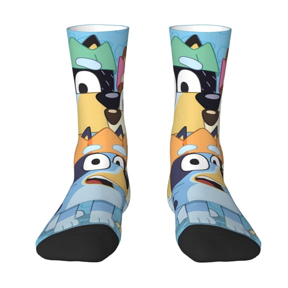 Saiise Bluey Funny Socks Men Women Adults Novelty Graphic Crew Tube Socks Crazy Design Casual Dress Socks for Sports,Running,Travel