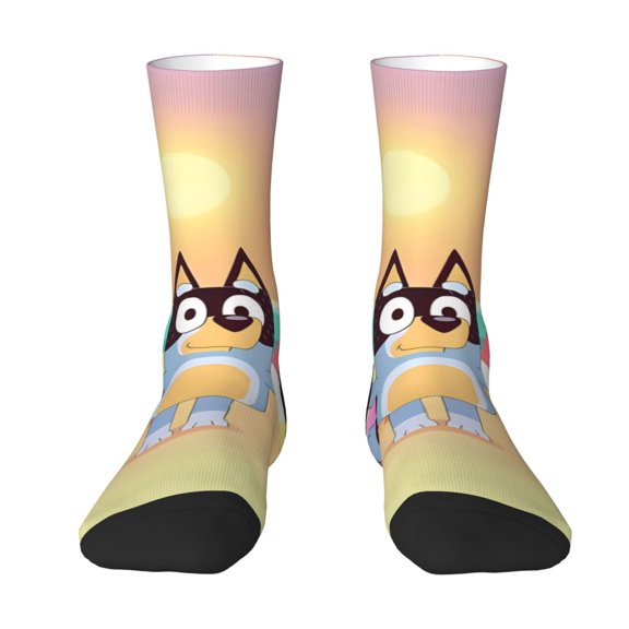 Saiise Bluey Funny Socks Men Women Adults Novelty Graphic Crew Tube Socks Crazy Design Casual Dress Socks for Sports,Running,Travel