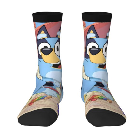 Saiise Bluey Funny Socks Men Women Adults Novelty Graphic Crew Tube Socks Crazy Design Casual Dress Socks for Sports,Running,Travel
