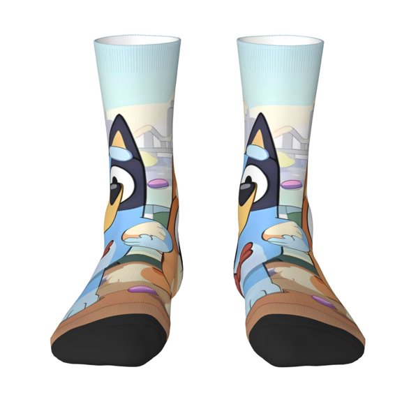 Saiise Bluey Funny Socks Men Women Adults Novelty Graphic Crew Tube Socks Crazy Design Casual Dress Socks for Sports,Running,Travel