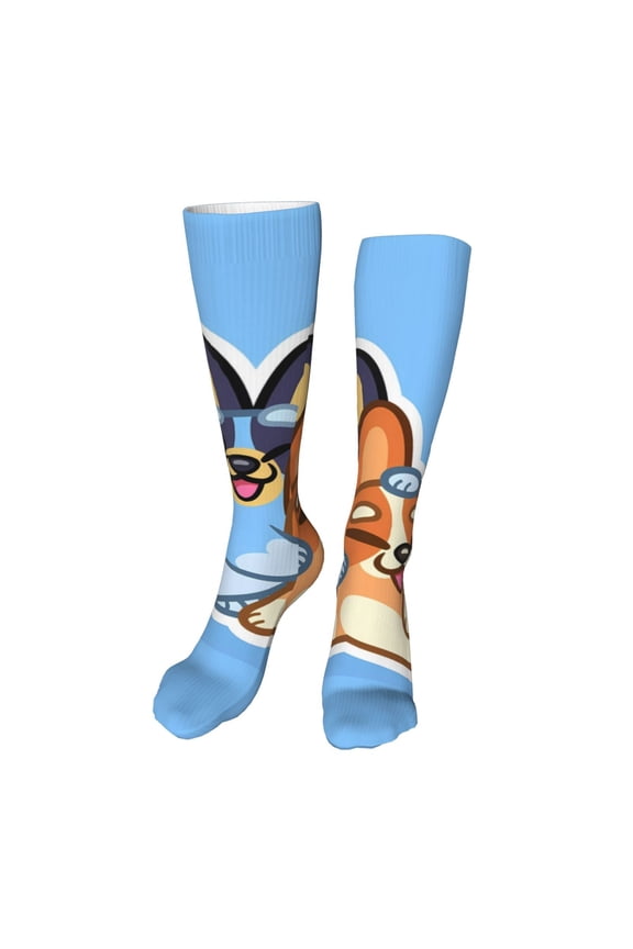 Bluey Funny Socks Men Women Boys Kids Adults Novelty Graphic 20in stockings Crazy Design Casual Dress Socks for Sports,Running,Travel