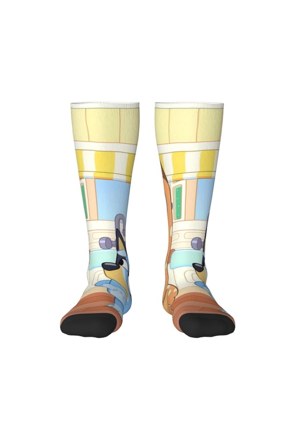 Bluey Funny Socks Men Women Boys Kids Adults Novelty Graphic Crew Tube Socks Crazy Design Casual Dress Socks for Sports,Running,Travel