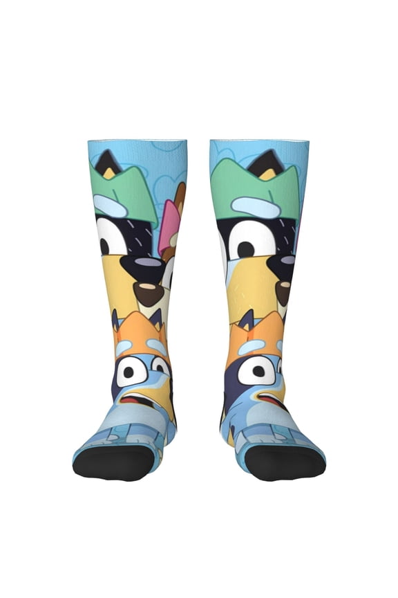Bluey Funny Socks Men Women Boys Kids Adults Novelty Graphic Crew Tube Socks Crazy Design Casual Dress Socks for Sports,Running,Travel