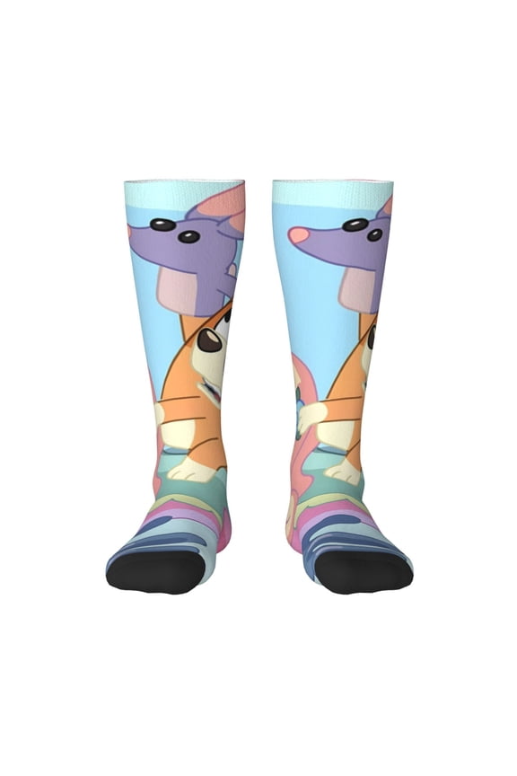 Bluey Funny Socks Men Women Boys Kids Adults Novelty Graphic Crew Tube Socks Crazy Design Casual Dress Socks for Sports,Running,Travel