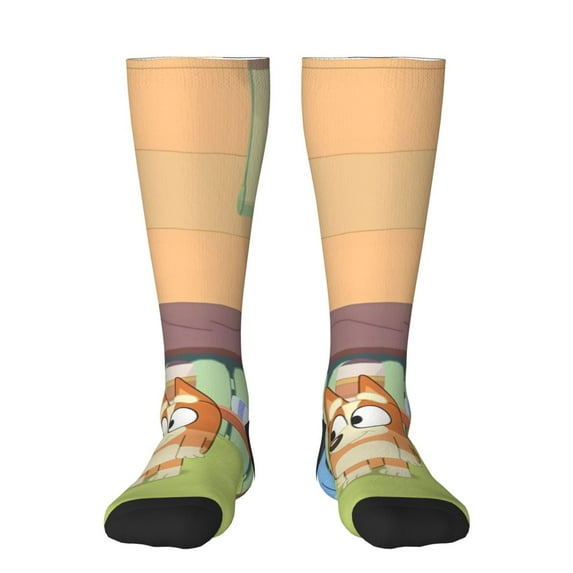 Saiise Bluey Funny Socks Men Women Boys Kids Adults Novelty Graphic Crew Tube Socks Crazy Design Casual Dress Socks for Sports,Running,Travel