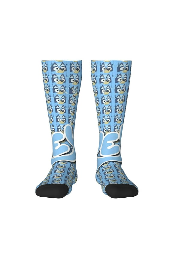Bluey Funny Socks Men Women Boys Kids Adults Novelty Graphic Crew Tube Socks Crazy Design Casual Dress Socks for Sports,Running,Travel