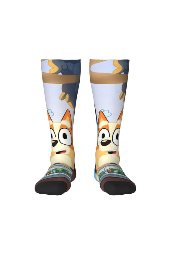 Bluey Funny Socks Men Women Boys Kids Adults Novelty Graphic Crew Tube Socks Crazy Design Casual Dress Socks for Sports,Running,Travel