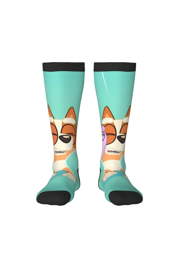 Bluey Funny Socks Men Women Boys Kids Adults Novelty Graphic Crew Tube Socks Crazy Design Casual Dress Socks for Sports,Running,Travel