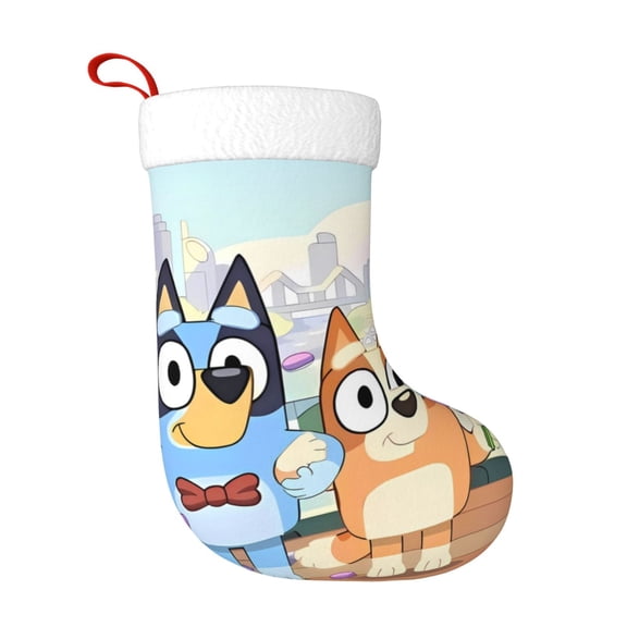 Saiise Bluey Print 17.7 Inches Christmas Stockings,Large Stockings for for Christmas Xmas Tree Holiday Fireplace Family Decor Gifts