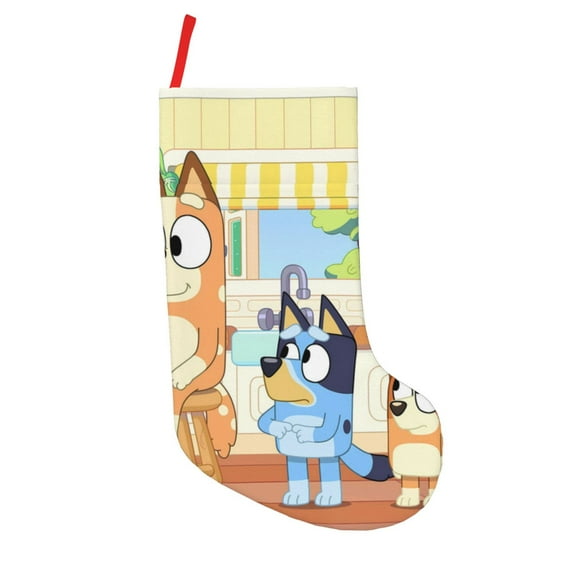 Saiise Bluey Print 18 Inches Christmas Stockings,Large Stockings for for Christmas Xmas Tree Holiday Fireplace Family Decor Gifts