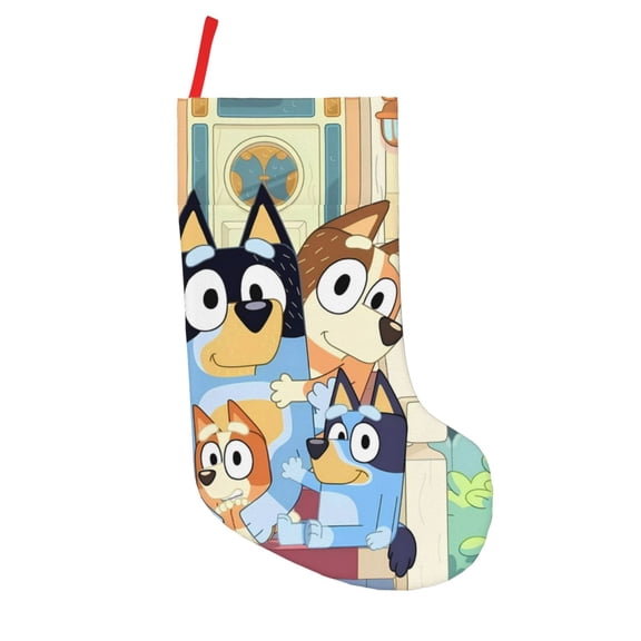 Saiise Bluey Print 18 Inches Christmas Stockings,Large Stockings for for Christmas Xmas Tree Holiday Fireplace Family Decor Gifts