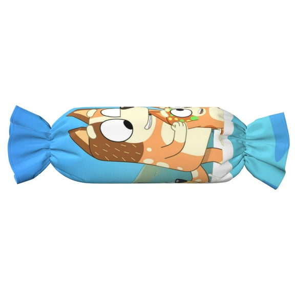 Saiise Bluey Print Candy Pillows Cylindrical Pillows Plush Waist Bolster Sofa Cushions Washable Home Decor Gift