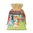 thumbnail image 1 of Saiise Bluey Print Christmas Drawstring Bags Xmas Bags Linen Treat Bags for Christmas Party Favor, 1 of 8
