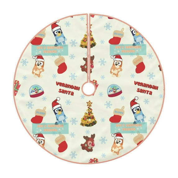 Saiise Bluey Print Christmas Tree Skirt 48" Tree Skirt Rustic Christmas Decorations for Winter New Year Holiday Party Decor Indoor Outdoor