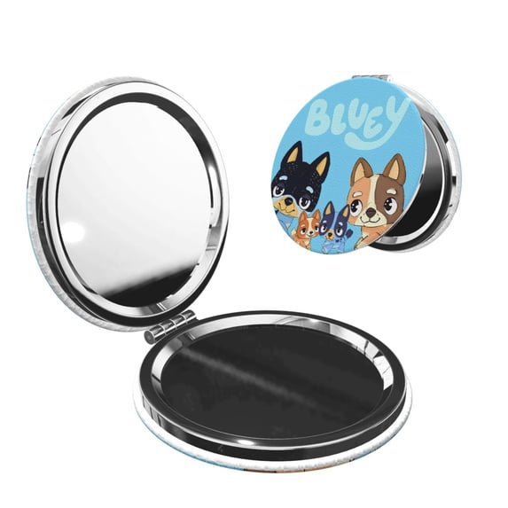 Saiise Bluey Print Compact Mirror,Travel Makeup Mirror,Mini Mirror for Purse,Handbag,2.6 inch Small Folding Portable Handheld Mirror