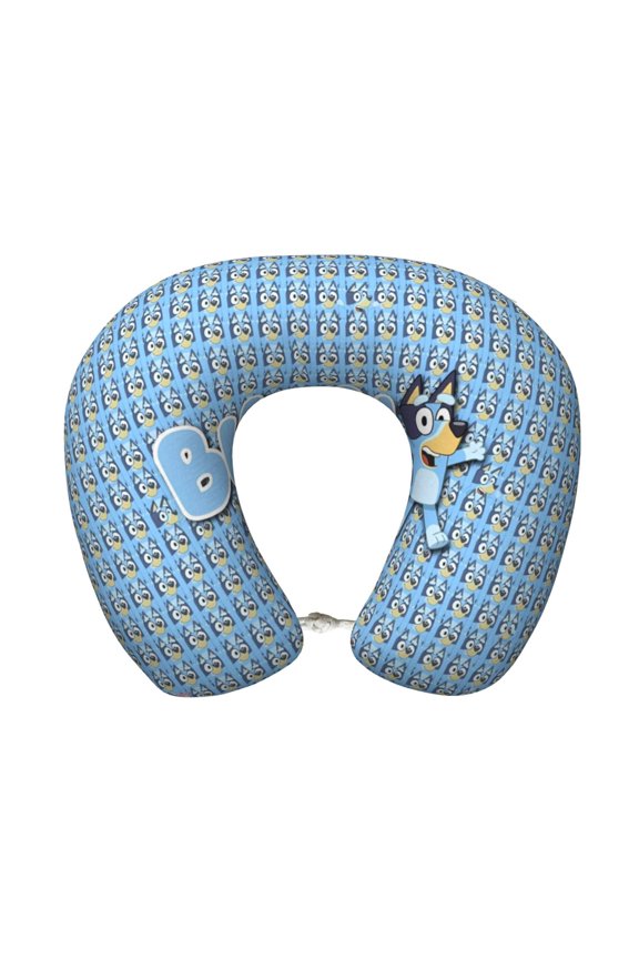 Bluey Print Travel Pillow,Memory Foam U Shaped Neck Pillow,Portable Headrest Great for Airplane Chair, Car,Home,Office,Sleeping Rest Cushion